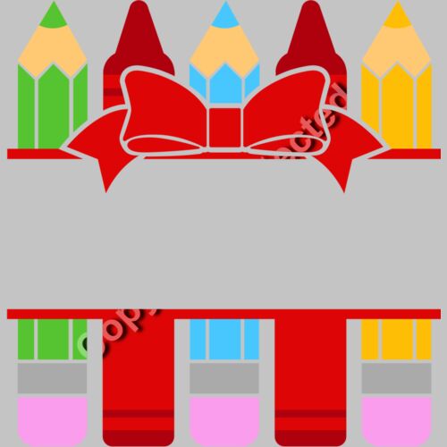 split pencil crayon frame with bow Thumbnail