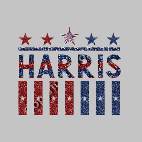 Kamala Harris 2024 campaign glitter graphics red blue stars stripes design Thumbnail