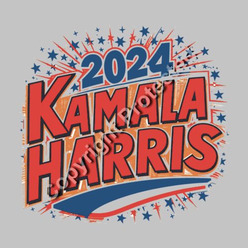 Kamala Harris 2024 campaign graphic with bold text and starburst design elements      kamala har Thumbnail