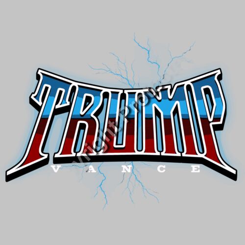 Trump 2024 campaign graphic with bold stylized text and blue background accents  Thumbnail