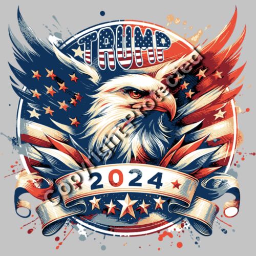 Trump 2024 eagle graphic with stars and stripes patriotic theme Thumbnail