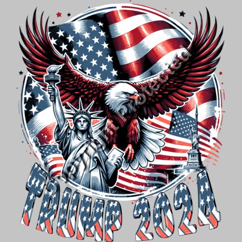 Trump 2024 eagle statue liberty American flag patriotic artwork Thumbnail
