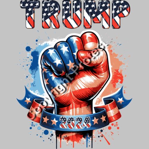 trump 2024 patriotic fist american flag red white blue design Thumbnail