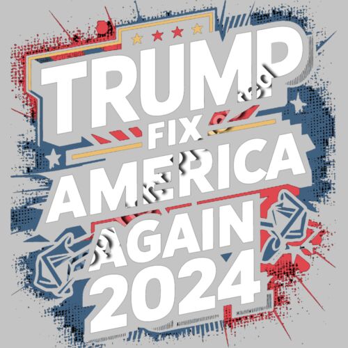 Trump Fix America Again 2024 Campaign Graphic with Red and Blue Elements Thumbnail