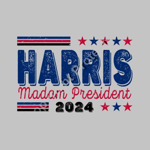 Kamala Harris 2024 Madam President campaign design with stars and stripes motif   harris madam p Thumbnail