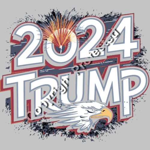Trump 2024 election graphic with eagle and fireworks burst design Thumbnail